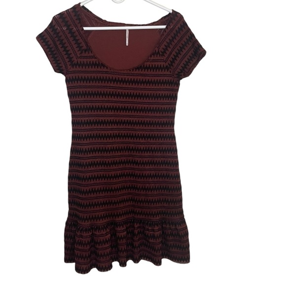 Free People Cozy Day Knit Sweater Dress Above Knee Medium Short Sleeve Boho - Picture 2 of 7